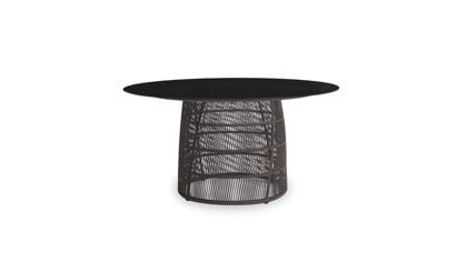 Cuff Round Black Glass Dining Table