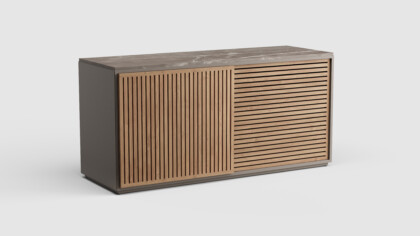 Savoy High Credenza Stone Top &#038; Teak Doors