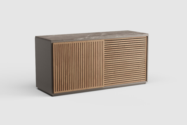 Savoy High Credenza Stone Top & Teak Doors